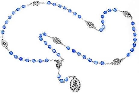 Богородица На Тагите Бројаница Монистра, Капела На Седумте Таги На Марија, Сини Кристални Монистра + Лурдовата Молитвена Картичка