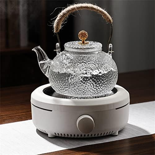 HDRZR стакло отпорен на стакло чајник со висока температура, електричен грнчарски шпорет Мал единечен чај од чај од чај, поставен