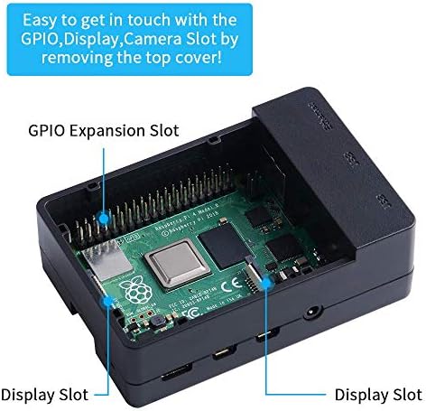 Geeekpi Raspberry Pi 4 Case со PWM вентилатор, 18W 5V 3.6A USB-C малина PI 4 напојување, Heatsinks, USB картички читач, Micro HDMI