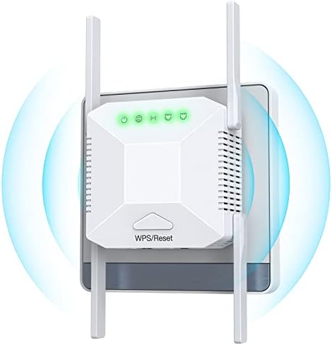 WiFi Extender, WiFi повторувач на Интернет засилувач опфаќа до 6000 квадратни уреди и 35 уреди, 1200Mbps двоен опсег WiFi Booster, засилувач со долг дострел со порта за етернет за домашн?