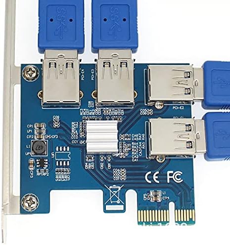 Конектори PCI-E со USB Riser Board 1 до 4 адаптер 4-порта PCI-E до USB 3.0 додаток за рударство на картички за проширување-додаток