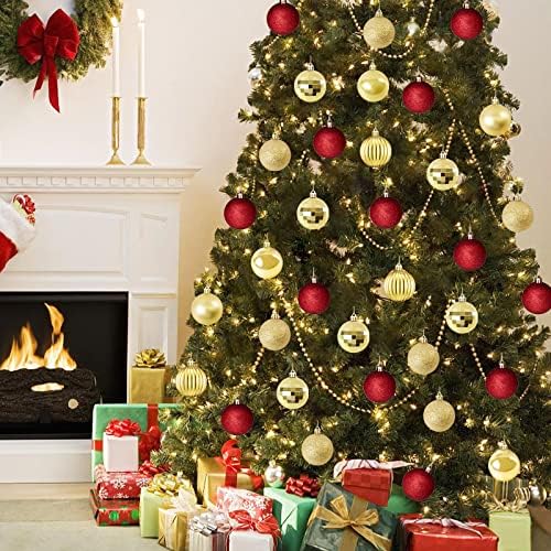 Божиќни украси топка: злато Божиќни украси за дрво Божиќни деца подароци 24 парчиња затворено домашно украсување на домашен украс злато расипување