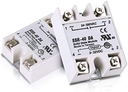 HiLetgo 2PCS SSR-40DA Solid State Relay Ente-Bonductor Relay input 3-32V DC излез 24-380V AC