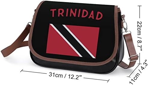 Тринидад знаме со кожени чанти од средно рамо модни обични торби со вкрстени крстови со каиш