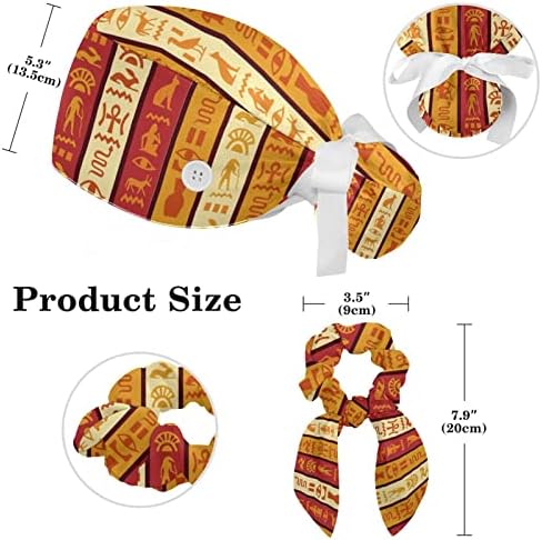 Медицинска сестра ги капачињата жени долга коса, египет хиероглифско прилагодливо работно капаче со копче и лак за коса