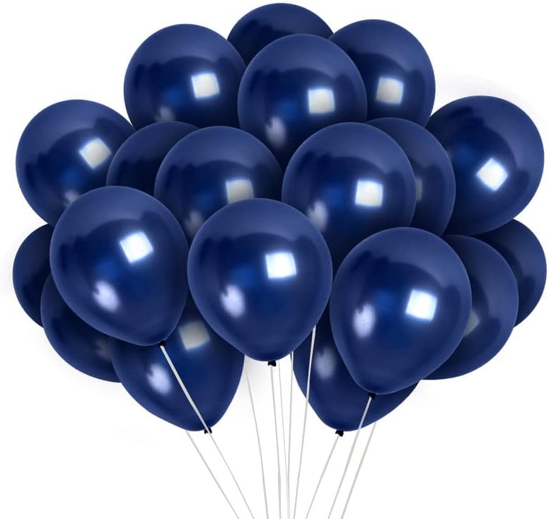 Богатства Надарени Морнарица Сини Балони-Сини Метални Балони-Морски Балони-Челични Сини Балони - Морнарица Латекс Балони 12 Инчи