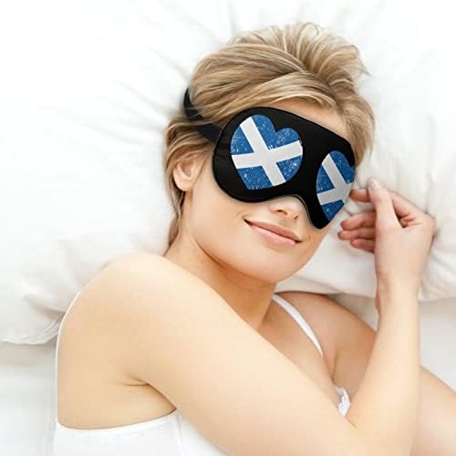 Шкотска Ретро Срце Знаме Печатење Маска За Очи Светло Блокирање Маска За Спиење Со Прилагодлив Ремен За Патување Работа Во Смена За Спиење