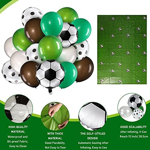32 Парчиња Материјали За Украсување На Фудбалски Забави Вклучуваат 30 Балони За Фудбалски Забави и 2 Чаршафи За Фудбалски Теми 6