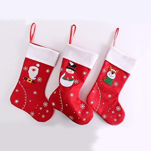 ЗМЏА 3пс Божиќни Чорапи Ткаенина Дедо Мраз Чорапи Подароци Детска Торба За Бонбони Џеб За Снешко Виси Украси За Новогодишна Елка