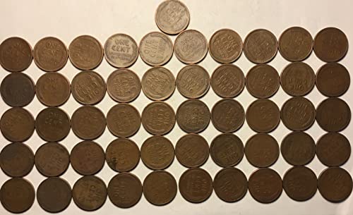 1947 Линколн Пченица Цент Пени Ролна 50 Монети Денар Продавачот Исклучително Парична Казна