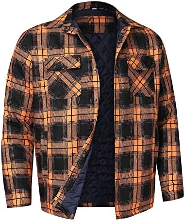 Божиќни кошули на Wybaxz за мажи за мажи есен и зимска мода секојдневна проверка квадратна лапачка клип за прицврстување на џеб без аспиратор