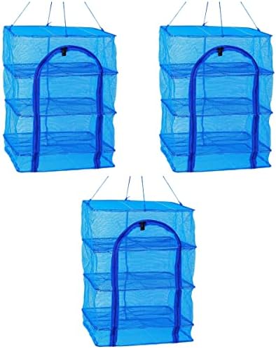 INOOMP 3 парчиња Надворешен Екран За Храна Преклоплива Мрежа За Сушење Висечка Мрежа Фен Плоштад Висечка Мрежа Фен За Ракчиња Риба Овошје
