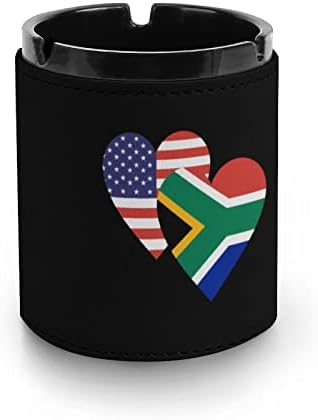 Јужна Африка Американско срце знаме Пу кожа пепелници за пушачи десктоп пушење на фиока за пепел држач за пепел за домашни автомобили