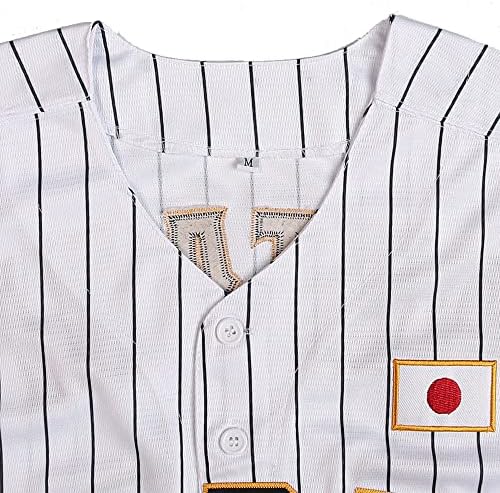 Менс Охатани 16 Зашиени јапонски бејзбол дресови бели црни кошули со пинстрипени