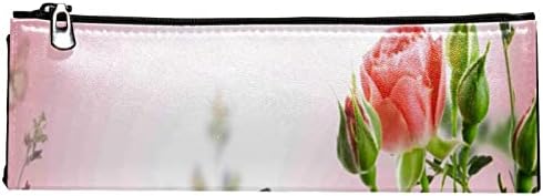 Кутија со моливи на геерот, торбичка за моливи, куќиште за пенкало, торбичка за пенкало, мала торбичка за моливи, розова роза од цвет од цвет