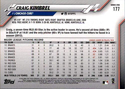 2020 Топпс 177 Крег Кимбрел Чикаго Cubs MLB картичка за тргување со бејзбол