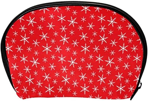 Мала Торба За Шминка, Патент Торбичка За Патување Козметички Организатор За Жени и Девојки, Црвена Бела Снегулка Среќен Божиќ