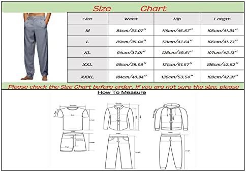 МИАШУИ Машки Ленени Панталони Машка Мода Обична Еднобојна Пробајте Џеб За Дишење Еластичен Струк Панталони Со Големи Димензии 6 Меморија