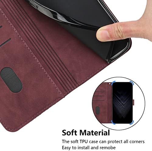 Заштитна кутија за паричник на футрола Компатибилен со Motorola Moto G53/G13/G23, гроздобер PU кожа телефонски случај магнетски