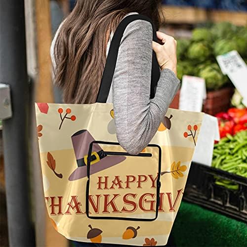 Денот на благодарноста печурка од тиква капа, преклопено рамо торбичка торба за еднократна употреба на намирници, тешка школа торба торба