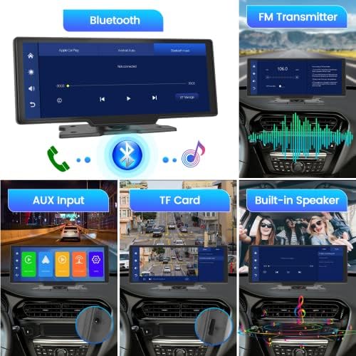 2023 најновиот 10,3 инчен целосен екран на допир безжичен CarPlay преносен автомобил стерео со безжичен Android Auto, гласовна контрола,