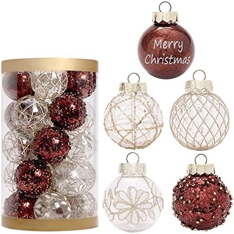 Есл Божиќни топки Божиќни топки украси празнични атмосфера фустан за декорација топка со повеќе бои во боја топчиња разнишани украси