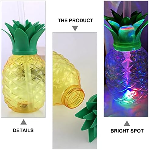 Хемотон 3 парчиња пластична чаша за пиење во форма на ананас во форма на лесни лесни кокосови чаши со капаци и материјали за декорација на забави