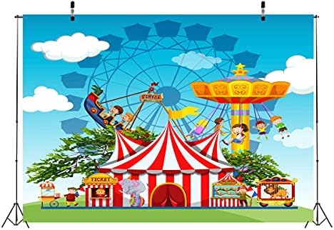 Корфото ткаенина 9x6ft Циркус Фотографија за позадина Забавен парк шатор Ферис тркала Акробатика Фестивал Позадина за новороденче