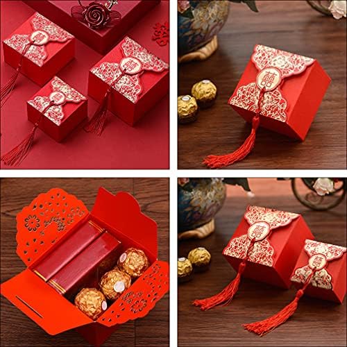 Keseoo 20 парчиња свадбени забави кутии кинески стил xi бонбони чоколади кутии со кутии за свадбени бебиња туш за роденденска
