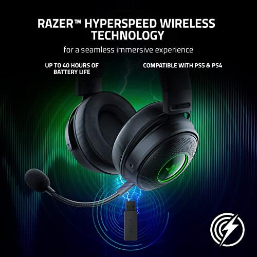 Razer Kraken V3 Pro Hypersense Безжични Игри Слушалки w/Haptic Технологија: Triforce Titanium 50mm Драјвери-THX Просторни Аудио-Хиперспеед