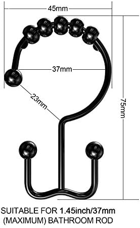 Teskyer Туш Завеса Куки Прстени, Рѓосувачки Метал Двојно Лизгање Туш Куки За Бања Туш Завеса Лагер И Прачка, 12 Во Собата