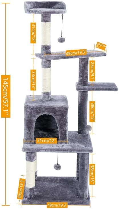 Cxdtbh Голема Рамка За Качување На Мачки Повеќеслоен Столб За Гребење Со Отпорно Игралиште За Мачки Сисал Мачка