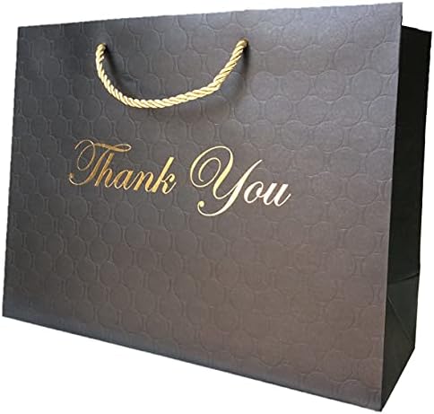 МОДЕНИ Голема Црна Благодарам Торби За Подароци Хартиени Кеси За Пазарење со рачки 13х10 Големи Кеси За Подароци 12 Пакувајте Златна