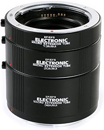 FOCUSFOTO Електронски макро AF Auto Focus Automatic Extention Tube Set DG за Canon Eosef EF-S Mount Lens DSLR Camera 7D Mark II, 5D III IV,