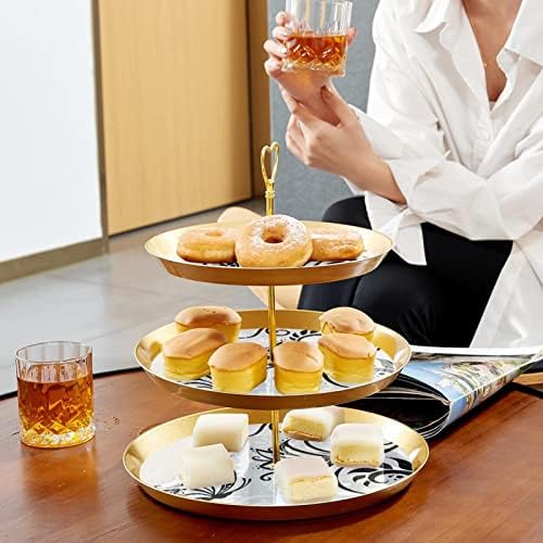 Lyetny 3 Tier Dessert Take Stand Gold Cupcake Stastry Stand For Party Party, свадба и роденден, украсен цвет и пеперутка