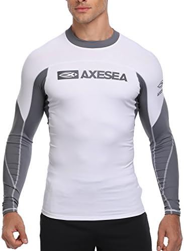 Мажите со оска со долги ракави за осип на осип, бргу суво нагоре 50+ лесна кошула за пливање за пливање за пливање