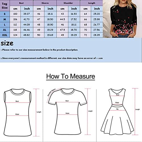 3/4 врвови за ракави за жени, печатење на гроздобер шема 3/4 ракави кошули на вратот на екипажот маички за вежбање за жени графички