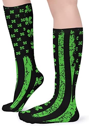 Денот на Свети Патрик Ирско американско знаме на САД Унисекс чорапи со дишење на цевки со атлетски чорапи за обичен спорт