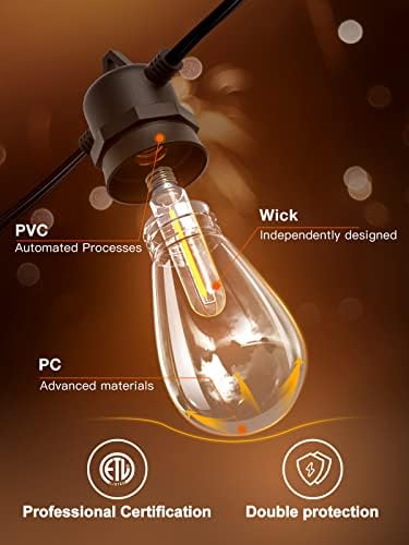 Addlon 50FT LED Надворешни Стринг Светла Со Едисон Shatterproof Светилки, Тешки И Водоотпорен Влакно, Комерцијални Одделение Двор Светла,