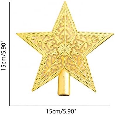 Декор на елката Рикинг, рамна starвезда злато/сребро дрво, божиќна декорација, светкав дрво-топ starвезда златен сјај
