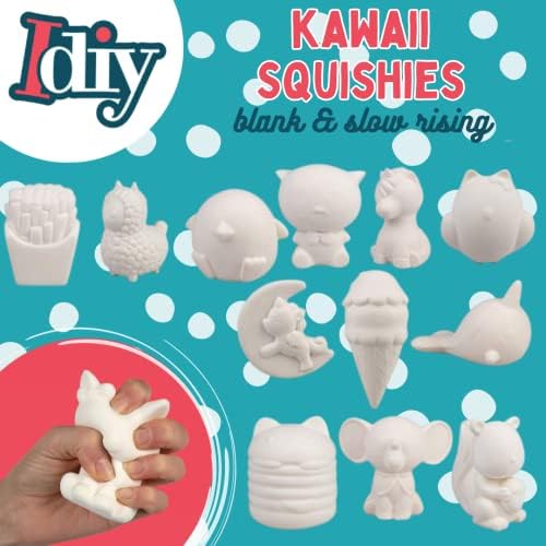 DIY Jumbo Blank Blowsing Squishies -12 Различни 4-6 дизајни -White Kawaii Sqwishy Toys за сликање, украсување, мека миризлива