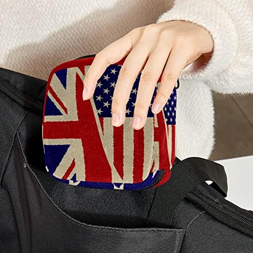 Торба за складирање За Санитарни Влошки За Салфетки, Пренослива За Жени Девојки Што Се Перат Еднократно, Британско И Американско Знаме