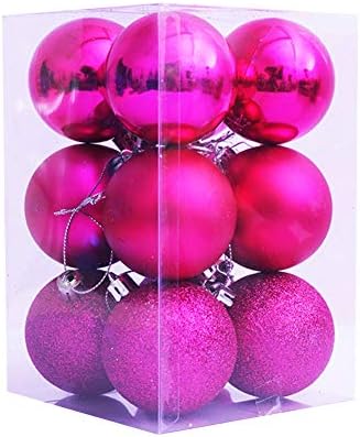 Koqwez33 12 парчиња/постави божиќни Божиќни топка од дрво, божиќни висечки украси за топка, сјајна топка новогодишна елка Фестивал