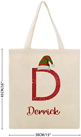 Прилагодена Божиќна азбука буква f платно торба монограм почетна торба за намирници летна торба невестинска забава подарок за