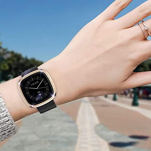 [1-пакет] Аладс Блинг тврда браник рамка за Fitbit Sense / Versa 3 Watch, сјајни кристални дијаманти заштитен случај компатибилен за Fitbit Versa 3 / Sense SmartWatch