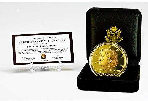 2017-2020 Доналд Трамп Кадифе Случај Златник Во Собата, 4 Годишно Колекционерско Издание, Комеморативна Позлатена Реплика Монета Серт на Авторот