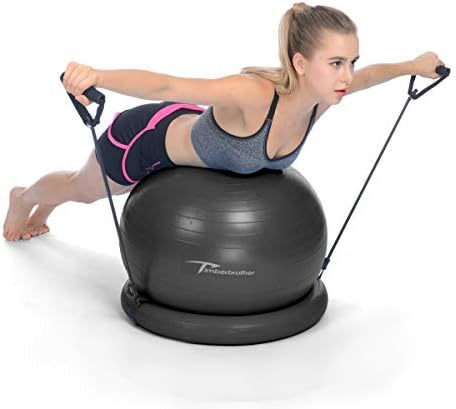 Timberbrother вежба топка стол со резистентни бендови постер за тренингот 16,5 ”x 22.4”, стабилност топка база за теретана и домашна вежба