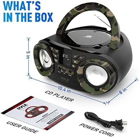 Преносен CD Portable CD Player Bluetooth Boombox звучник - AM/FM Stereo Radio & Audio Sound, Поддржува CD -R -RW/MP3/WMA, USB,