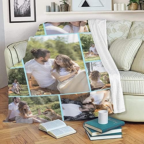 Купете радост персонализиран подарок обичај ќебе со фото колаж меко фланел ќебе прилагодени сувенири подароци за бебето семејство баба