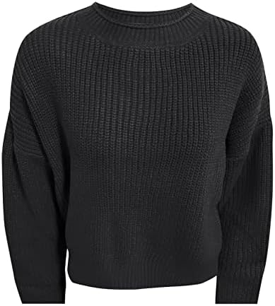Џемпери за жени производи врвни џемпери со долга ракав цврста боја на женски густ пулвер плетен џемпери